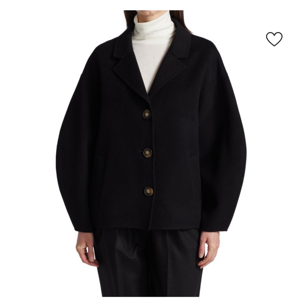 Loulou Studio Cropped Lantern sleeve coat.